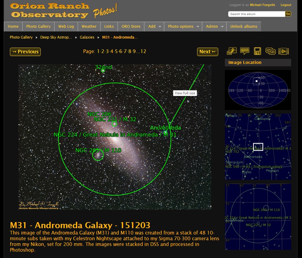 Example astrometry gallery page.