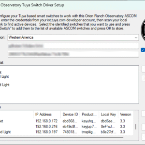 Orion Ranch Observatory ASCOM Driver for Tuya based Smart Switches